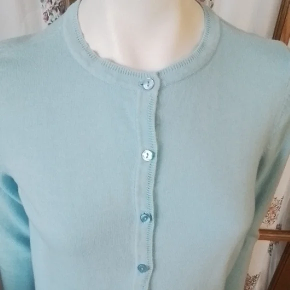 Two Cardigans, Cotton, Green, Aqua, Eddie Bauer & Studio Works. Size Small. - Picture 7 of 16